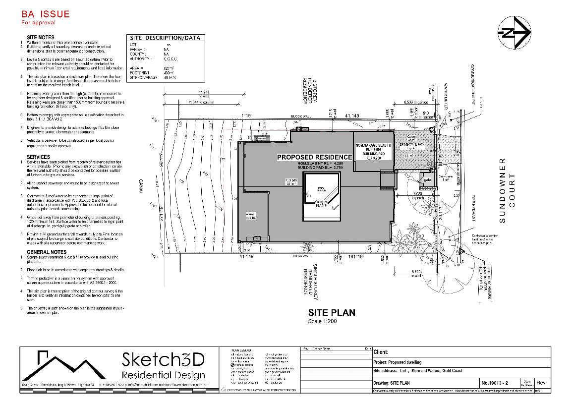 Draftsman site plan- New house plans, Mermaid Waters, Gold Coast