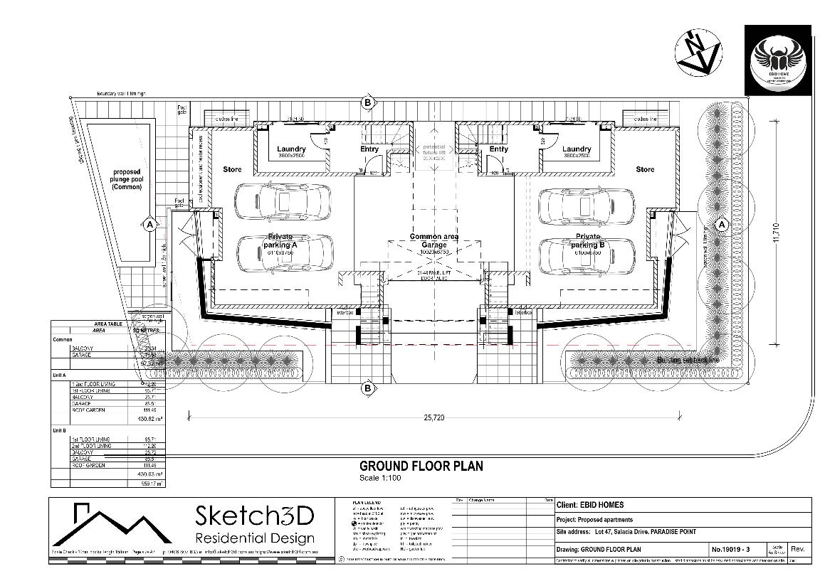 Draftsman - Apartment block design, Paradise Point, Gold Coast - Ground floor plan