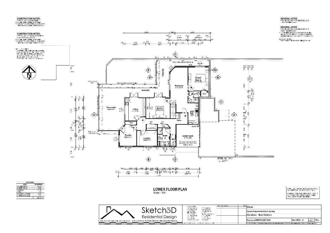 Draftsman - Owner build lower floor house plans - Tamborine Mountain