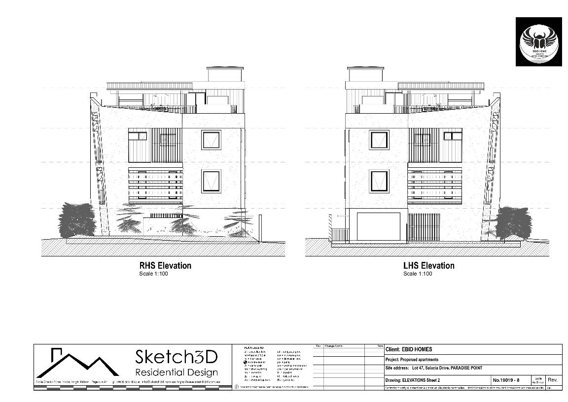 Draftsman - Apartment block design - Paradise Point, Gold Coast - Side elevations