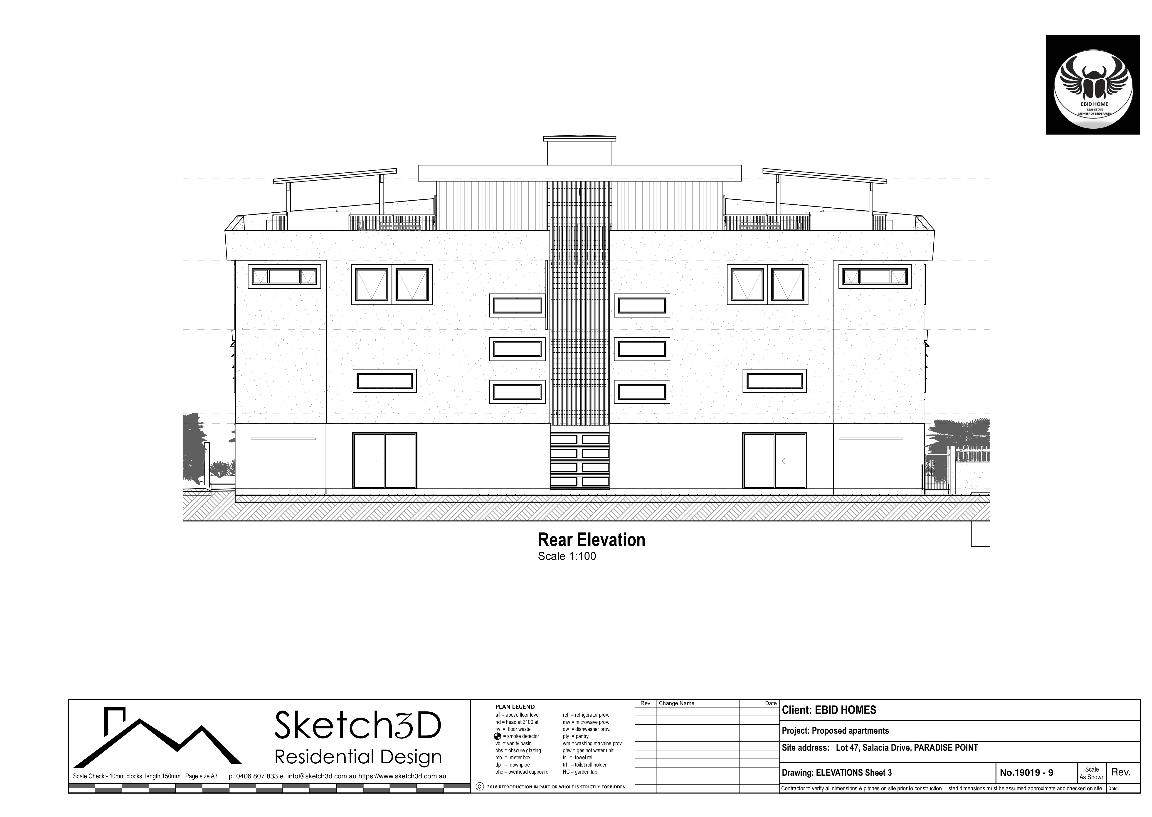 Draftsman - Apartment block design - Paradise Point, Gold Coast - Rear elevation