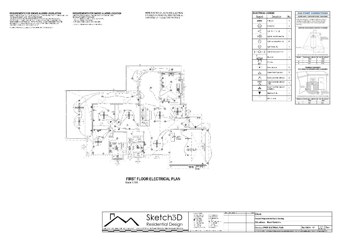 Custom self build home design, Tamborine Mountain, Upper floor electrical layout plan