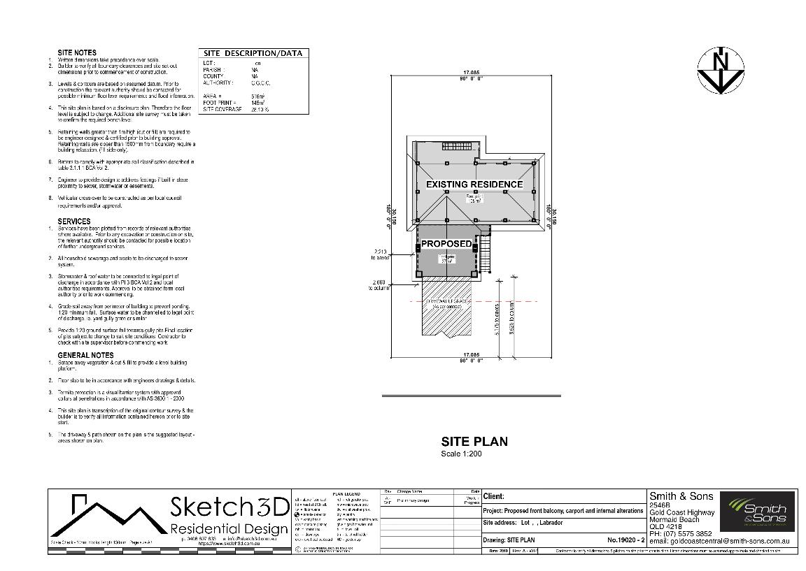 Draftsman site plan- Raised deck and carport - Labrador, Gold Coast