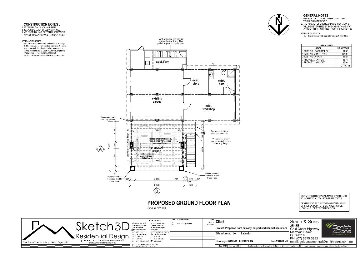 Proposed carport below raised deck plan, Labrador