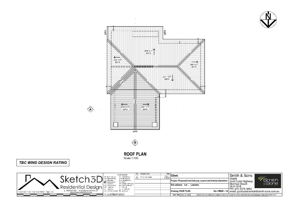 Proposed raised deck and carport design roof plan