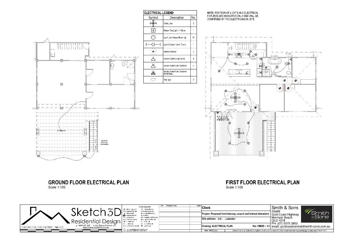 Proposed raised deck and carport electrical plan