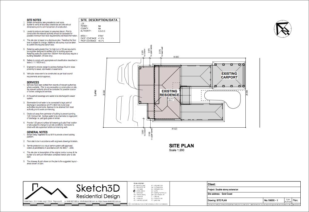 Gold Coast Double Storey rear extension Site Plan Elanora