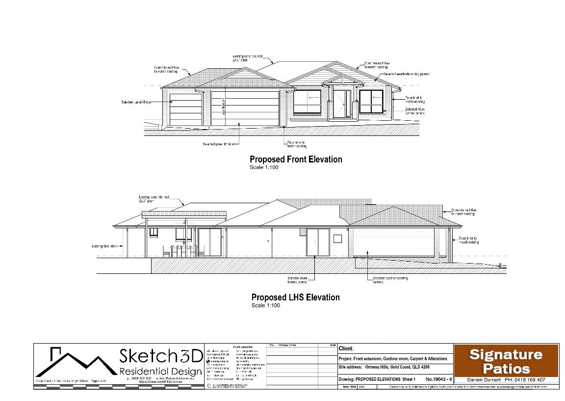 Proposed Elevations1, Ormeau, GoldCoast Garage Conversion, Carport and home extension