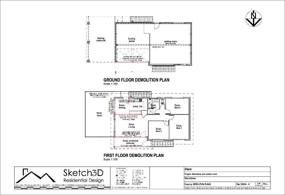 Raised deck and renovation plans Demolition floor plan