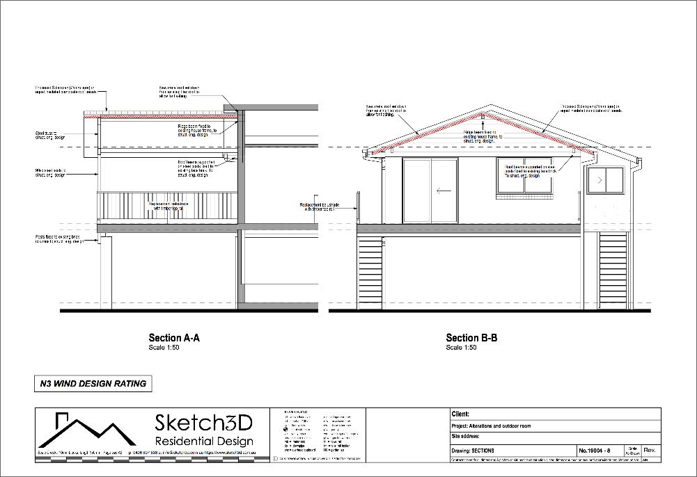 Raised deck and renovation plans Proposed Cross sections