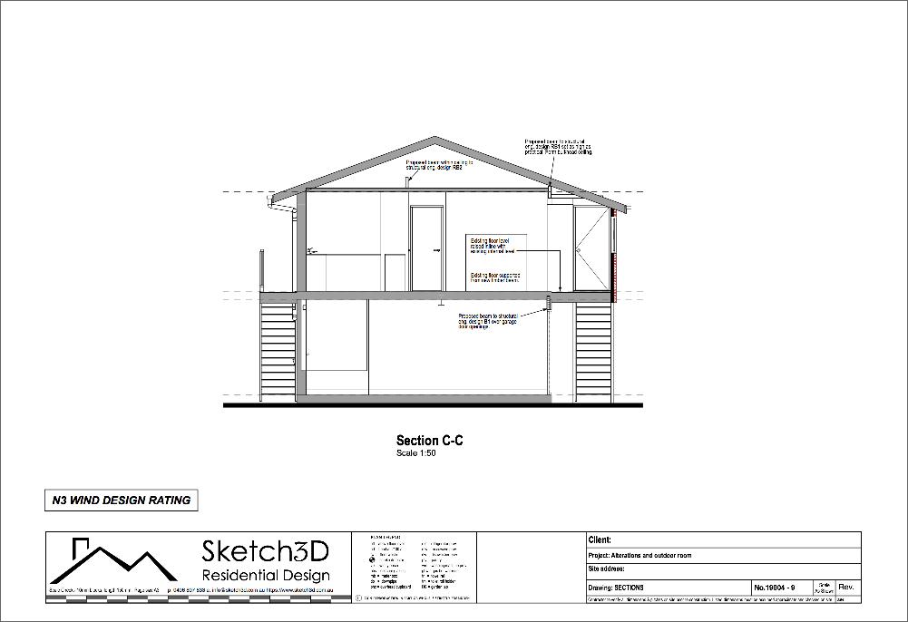 Raised deck and renovation plans Proposed Section