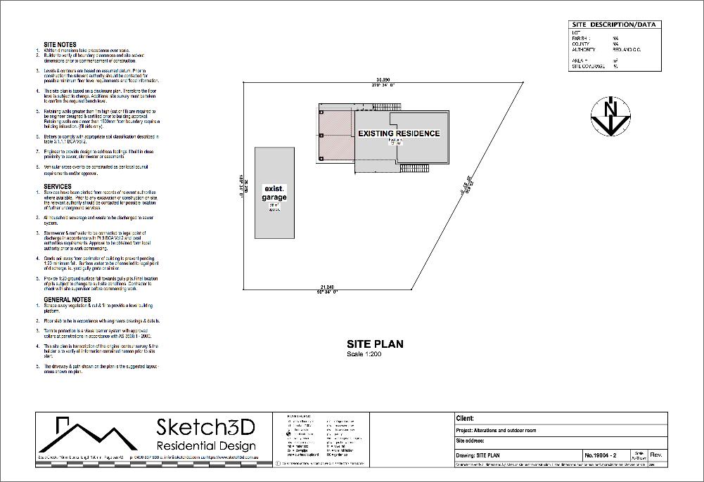 Raised deck and renovation plans Site Plan