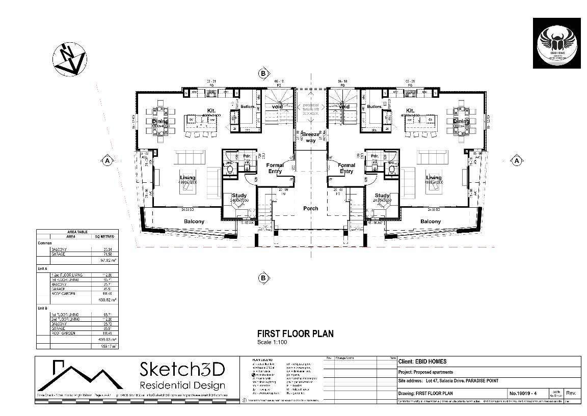 Draftsman - Apartment block design - Paradise Point, Gold Coast - First floor plan