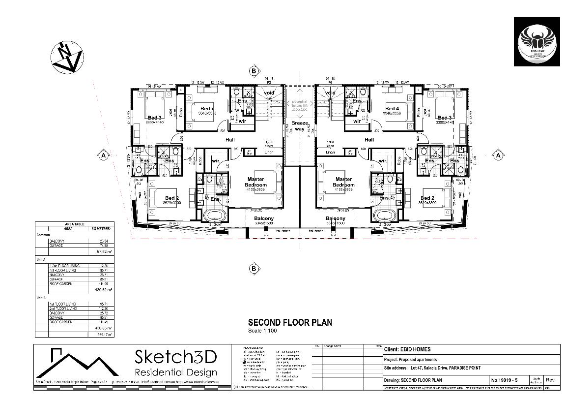 Draftsman - Apartment block design - Paradise Point, Gold Coast - Second floor plan