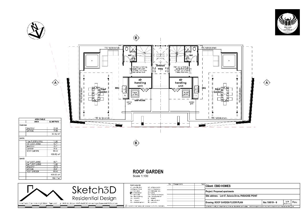 Draftsman - Apartment block design - Paradise Point, Gold Coast - Roof garden plan