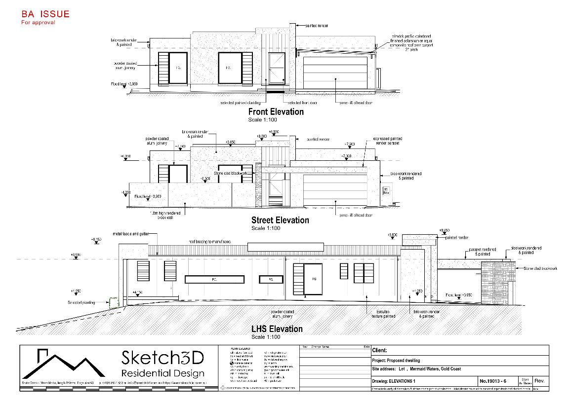 House plan drafting - Front and side elevations