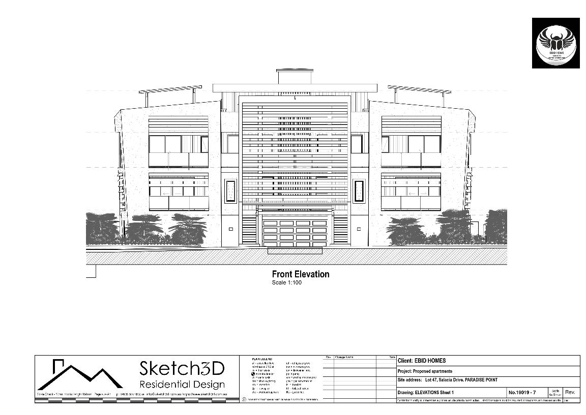 Draftsman - Apartment block design - Paradise Point, Gold Coast - Front elevation