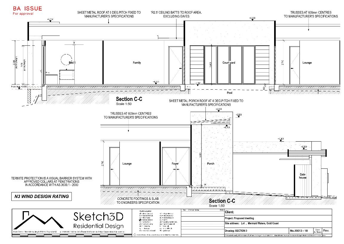 Draftsman - House plans, Section CC, Mermaid Waters, Gold Coast