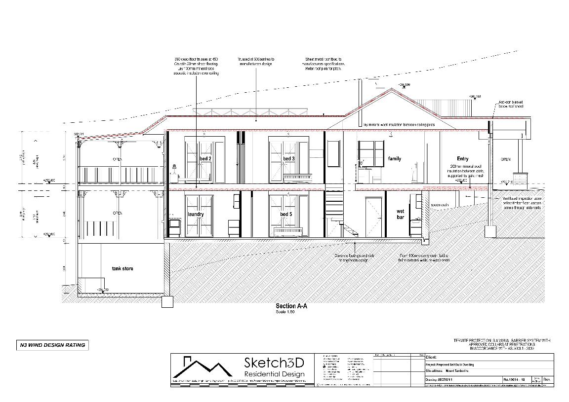 Draftsman - Owner build home design, Tamborine Mountain - Section A-A