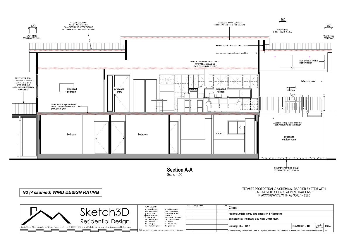 Proposed home extension Section A-A