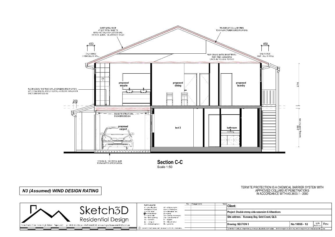 Proposed home extension section C-C