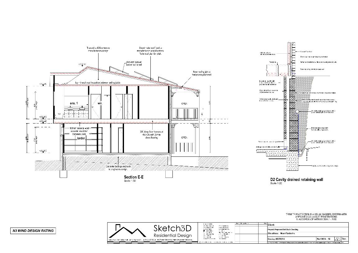 Draftsman - Custom owner build home design, Tamborine Mountain Section E-E