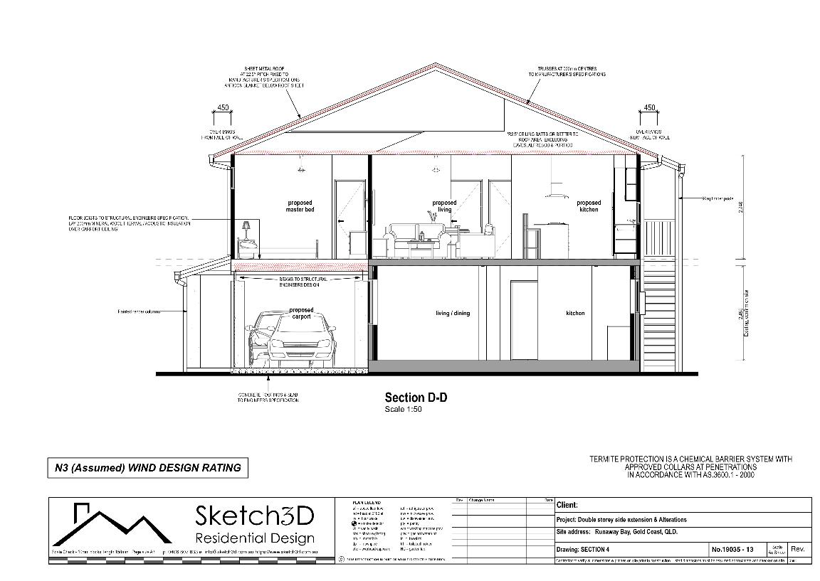 Proposed home extension section D-D