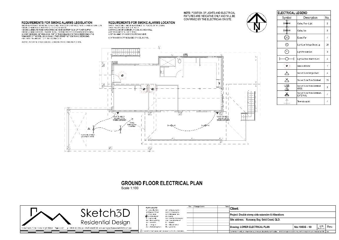 Proposed home extension lower electrical plan