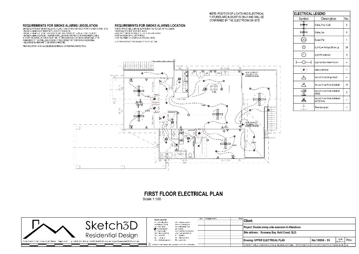 Proposed home extension lower electrical plan