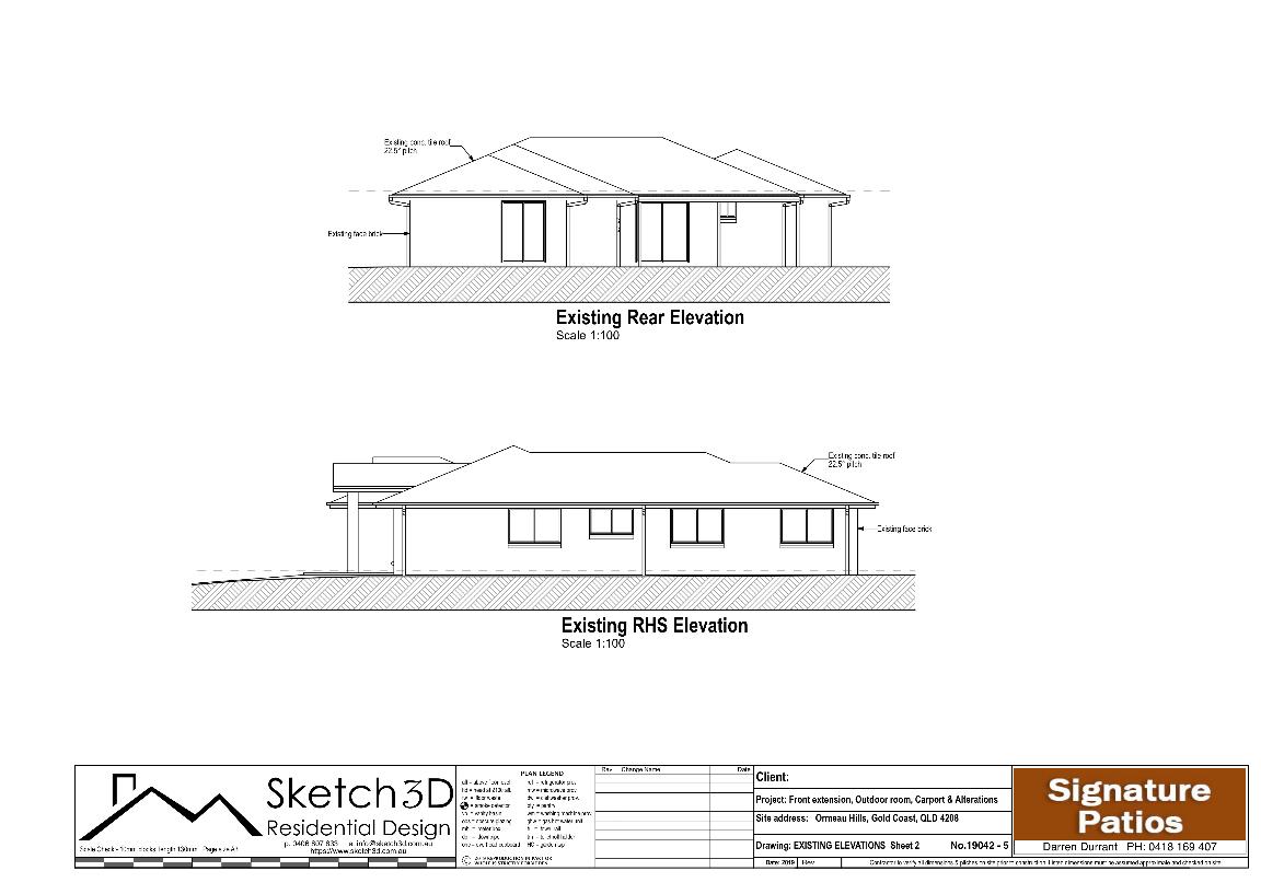 Gold Coast garage conversion and carport design - Existing elevations sheet 2