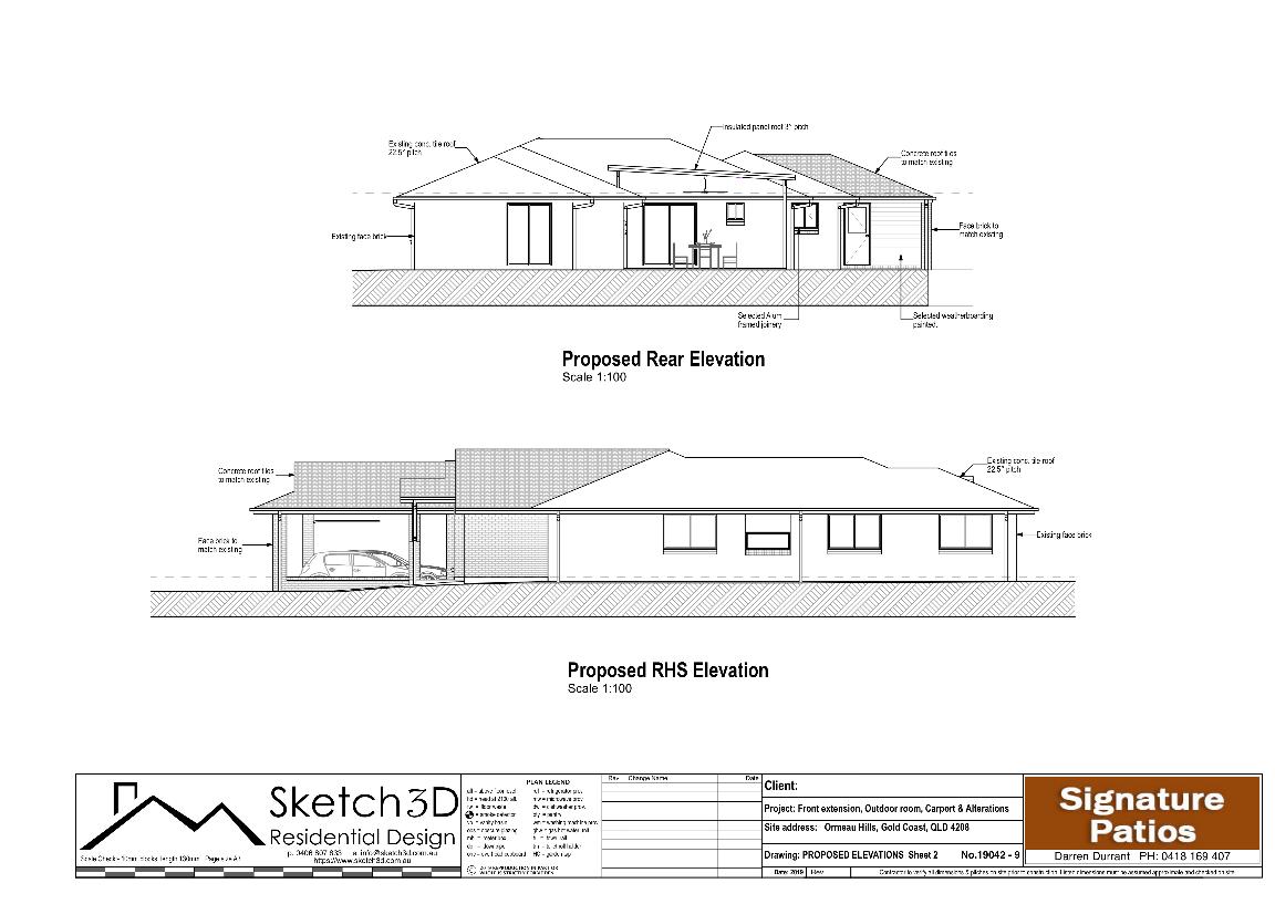 Proposed Elevations 2 Ormeau,GoldCoast Garage Conversion Carport and home extension design