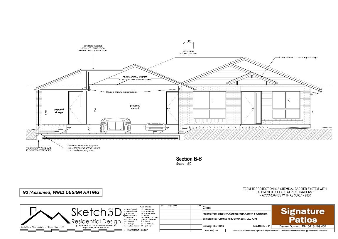 Cross Section2 Ormeau,GoldCoast Carport and porch designs