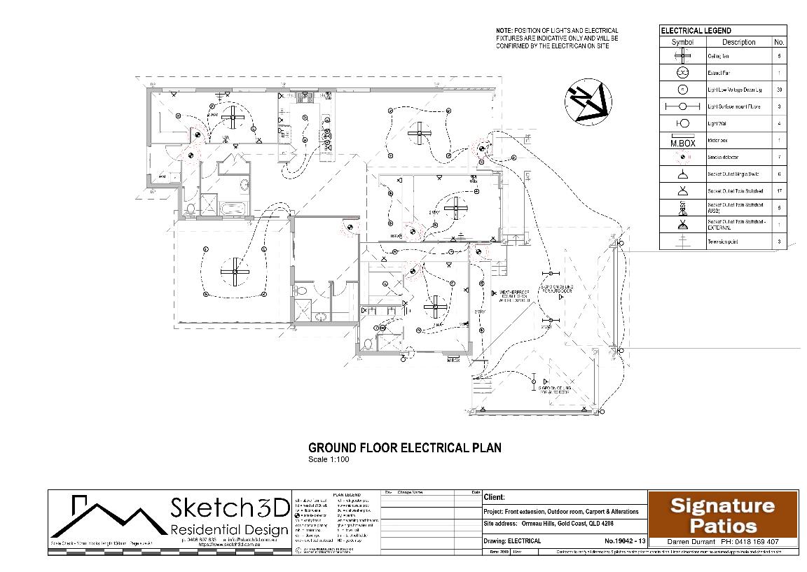 Electrical floor plan-Ormeau,GoldCoast-Garage Conversion Carport and home extension design